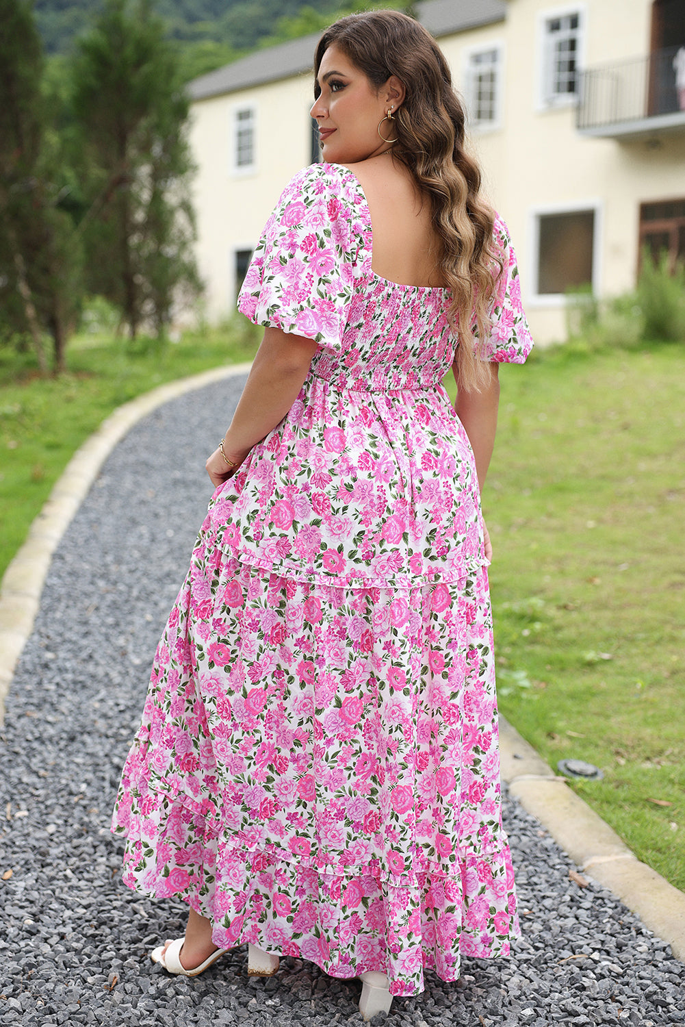 Plus Size Floral Smocked Maxi Dress