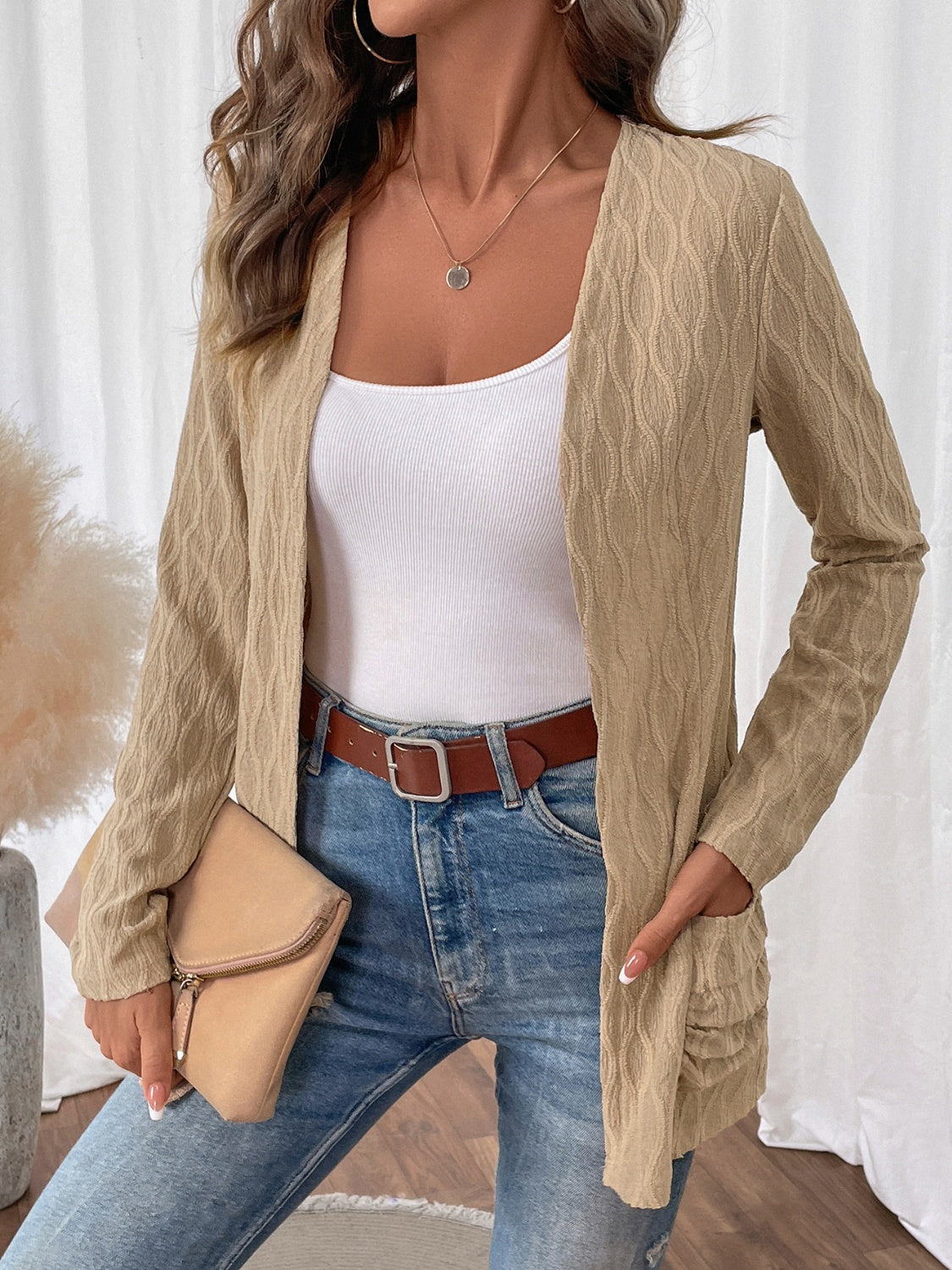 Open Front Cardigan with Pockets