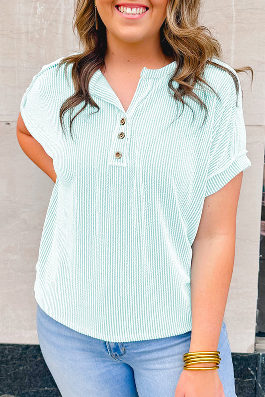 Plus Size Textured Henley T-Shirt