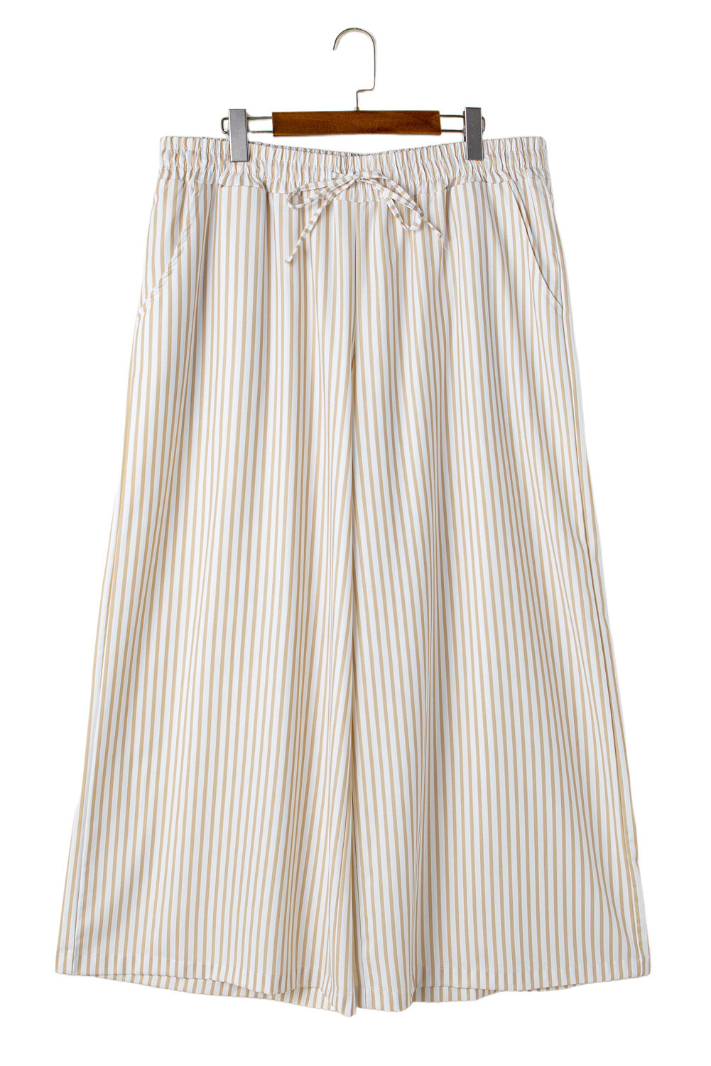 Plus Size Khaki Stripe High Waist Pants