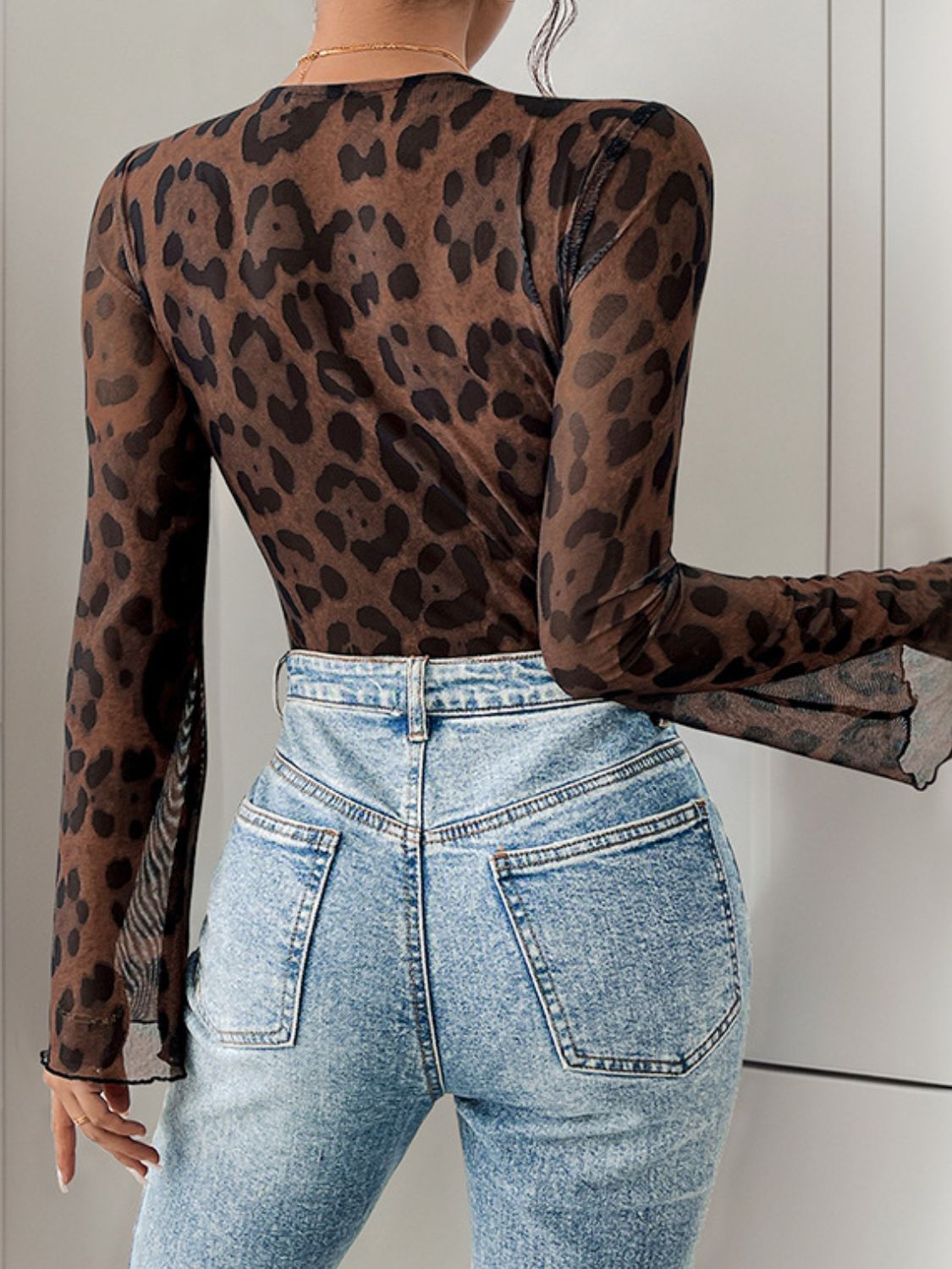 Leopard V-Neck Lace Bodysuit