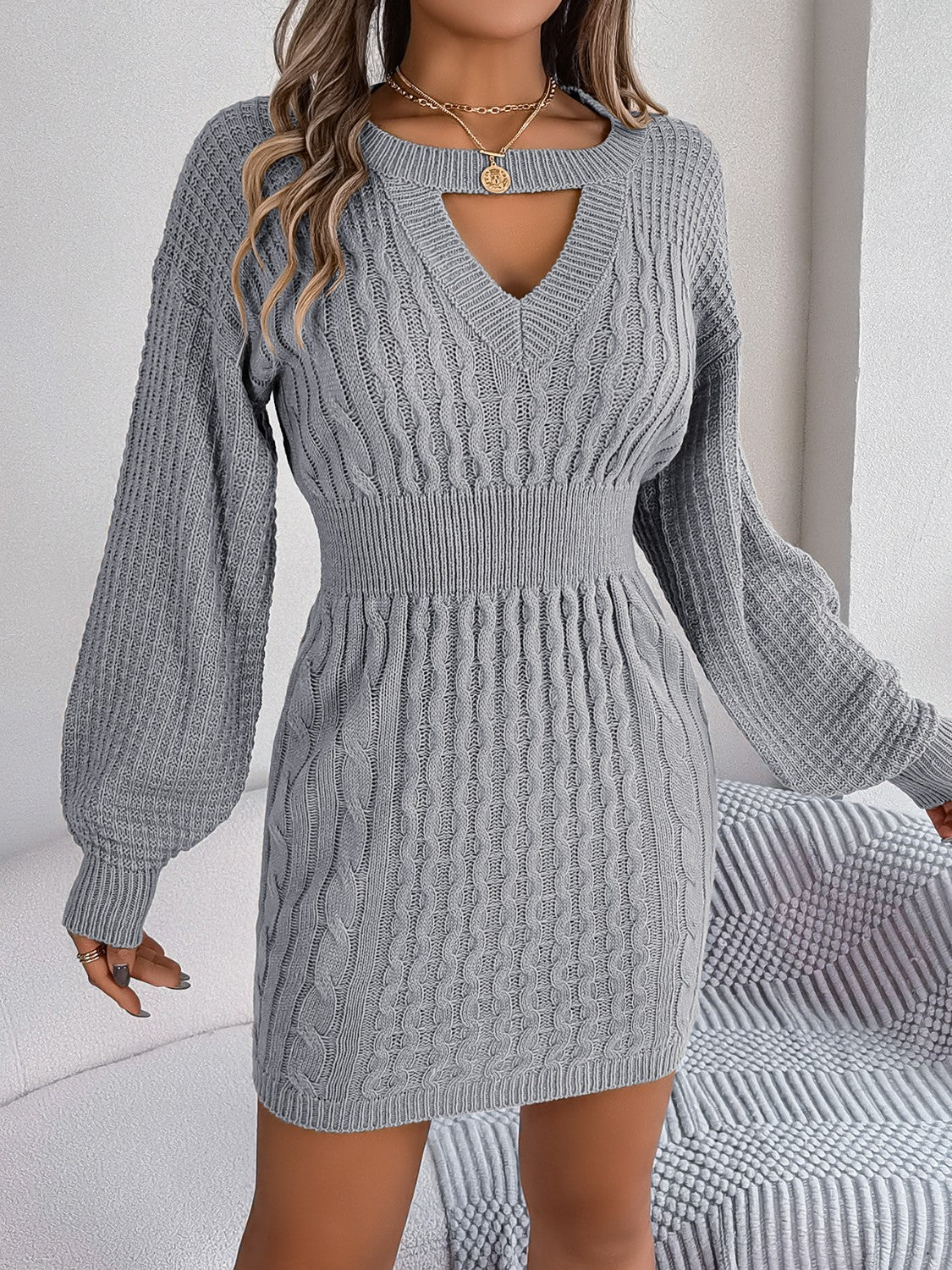 Cable-Knit Cutout Sweater Dress