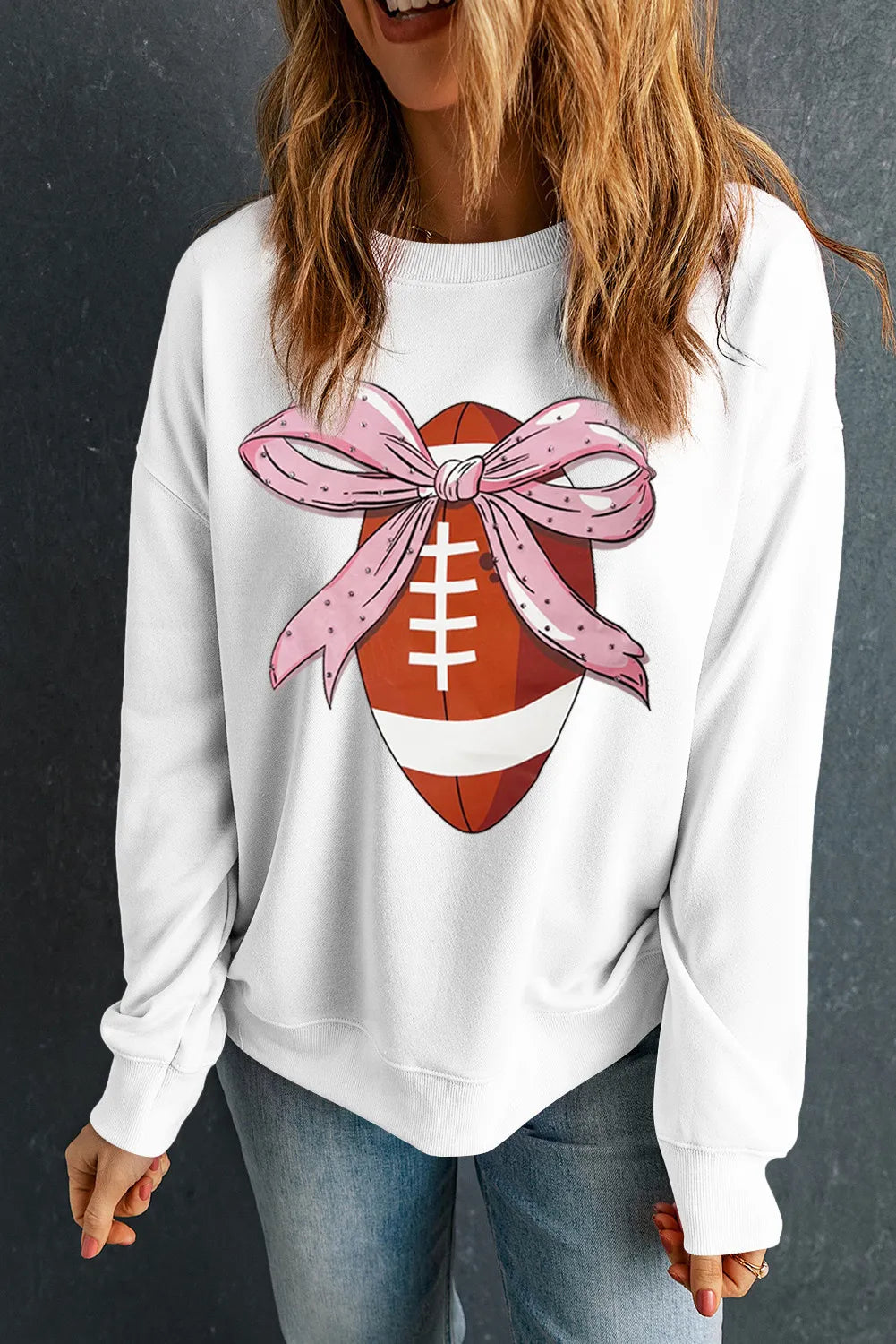 Girly Football Bow Sweatshirt