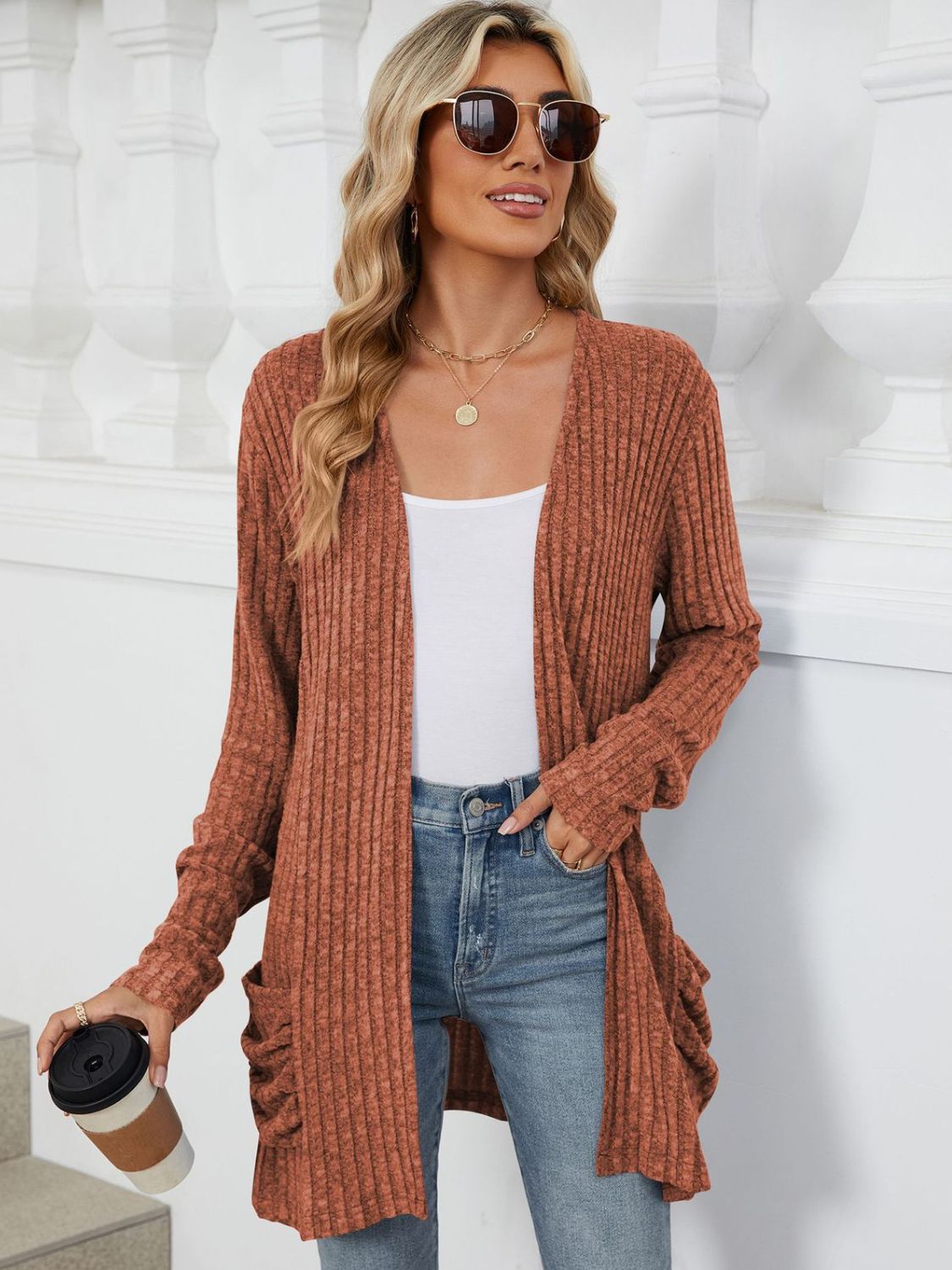 Open Front Long Sleeve Cardigan