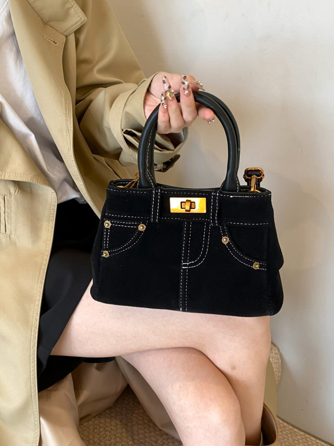 Suede Double-Use Handbag