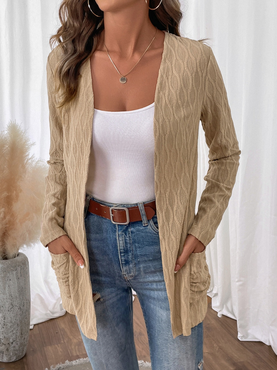 Open Front Cardigan with Pockets