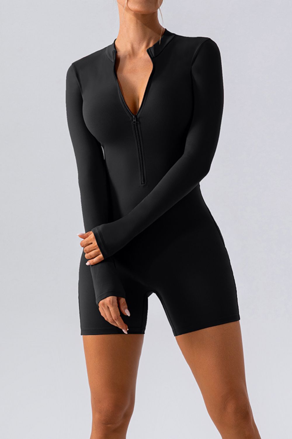 Half-Zip Long Sleeve Active Romper