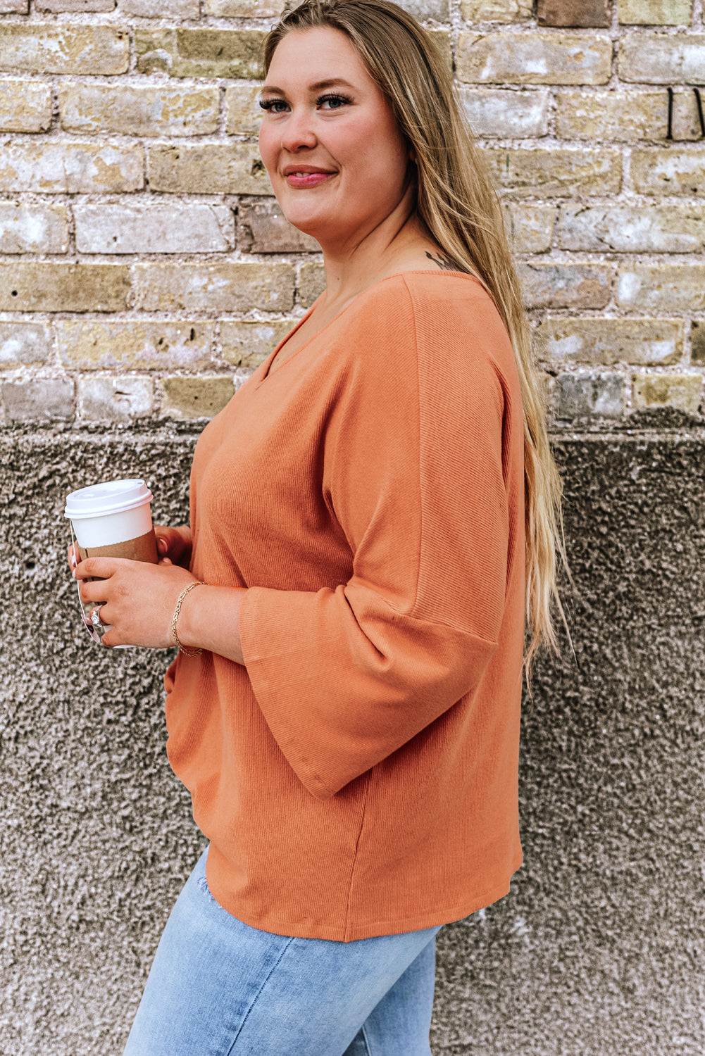 Plus Size Twist Hem Ribbed Top