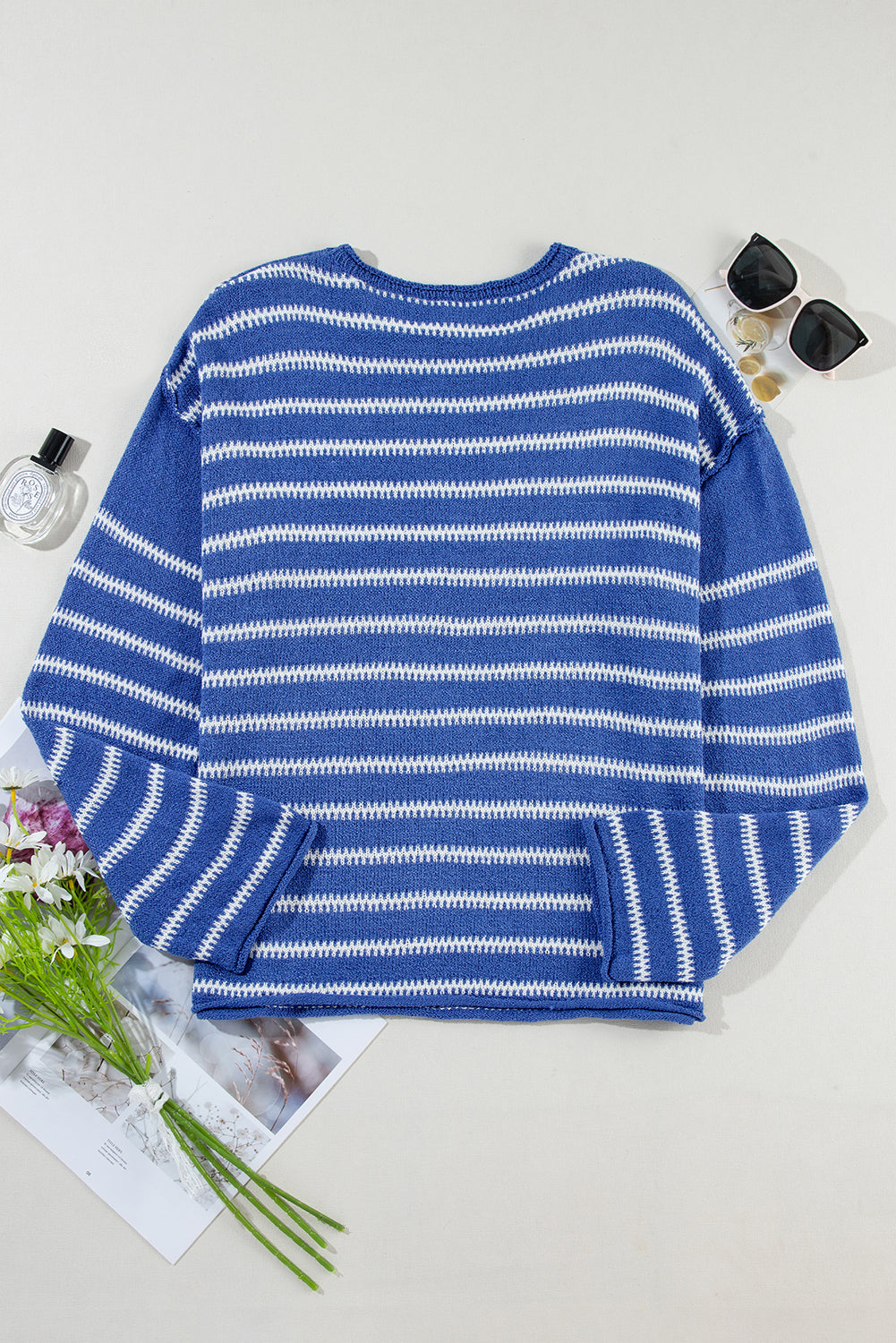 Blue Stripe Casual Sweater