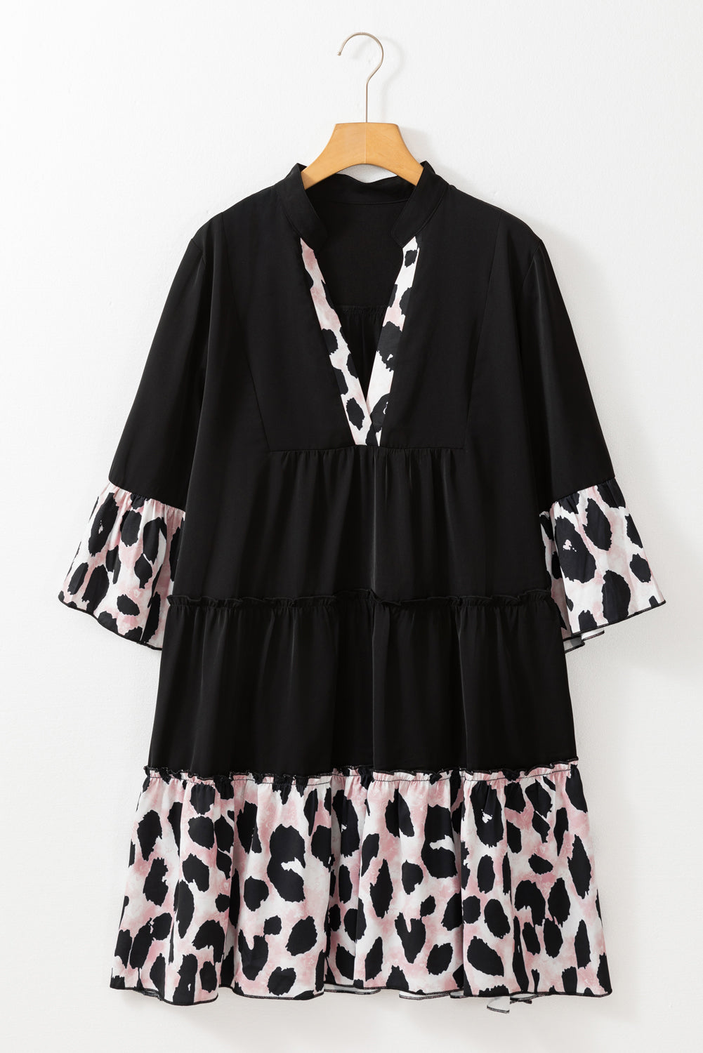 Plus Size Black-Leopard Ruffle Dress