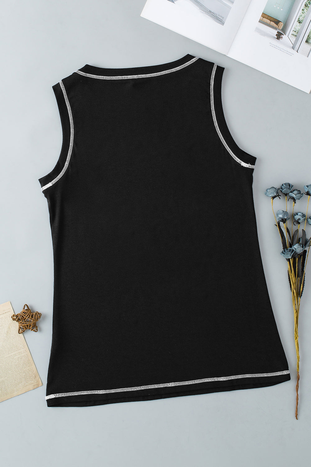 Contrast Stitch Sleeveless Top