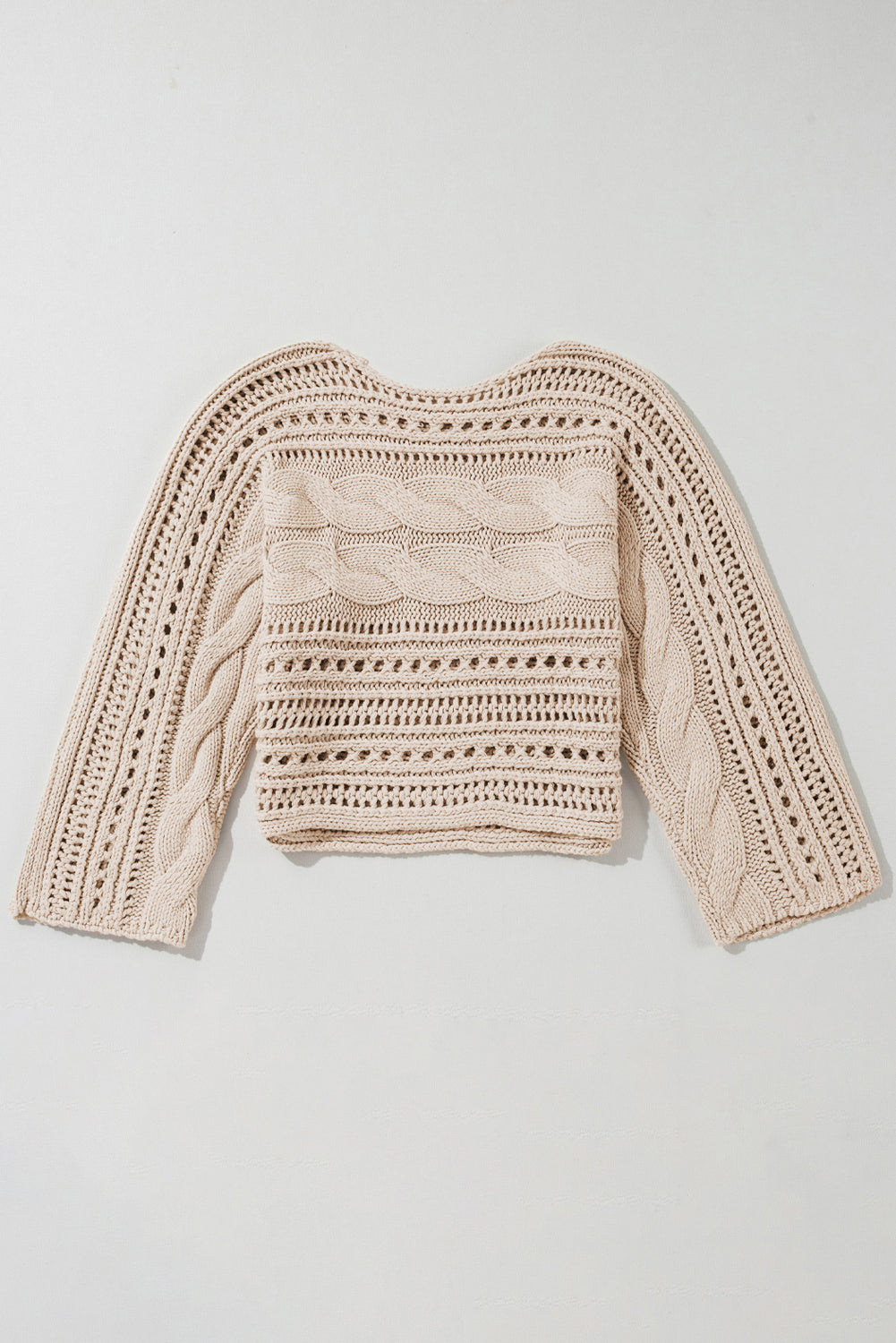 Hollow-Out Cable Knit Cropped Sweater