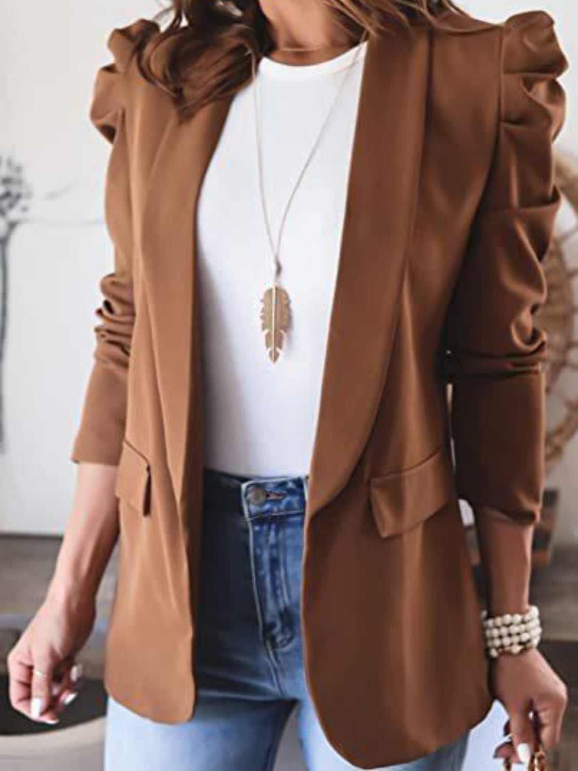 Collared Puff Sleeve Blazer