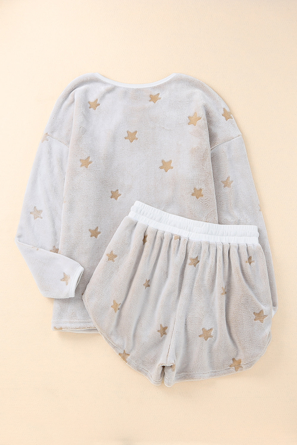 Plush Star Pattern Pullover & Shorts Lounge Set