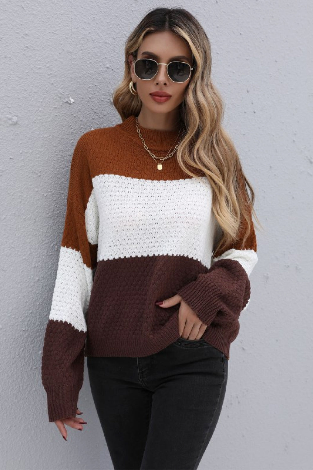 Brown Colorblock Sweater