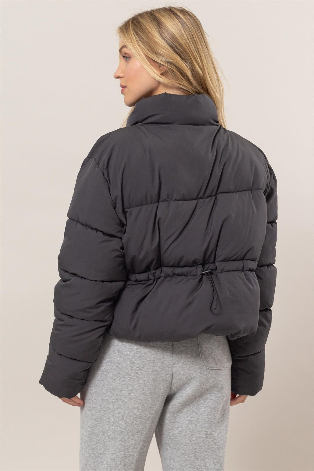 Quilted Drawstring Puffer Coat