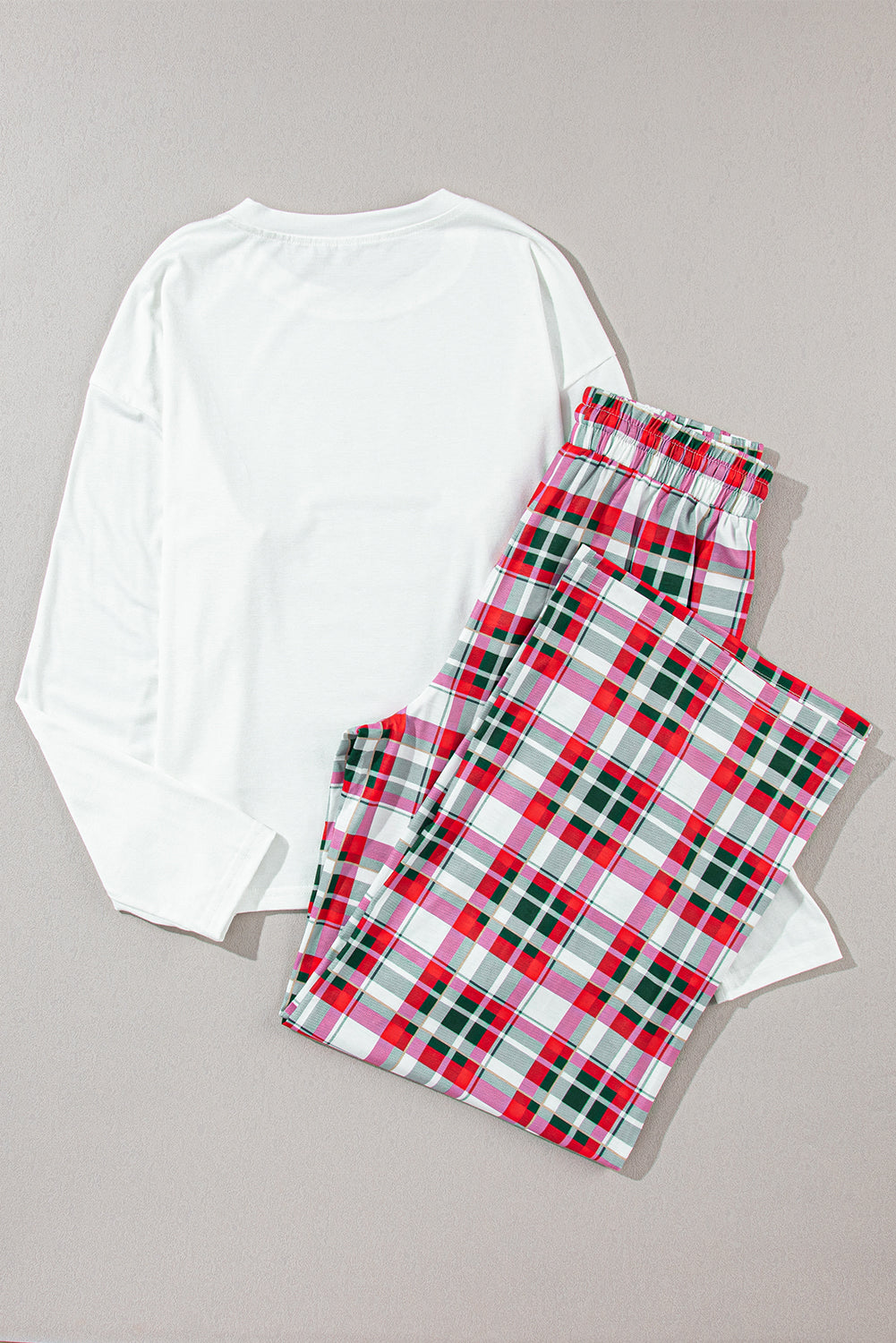 Merry Christmas Top & Plaid Pants Set