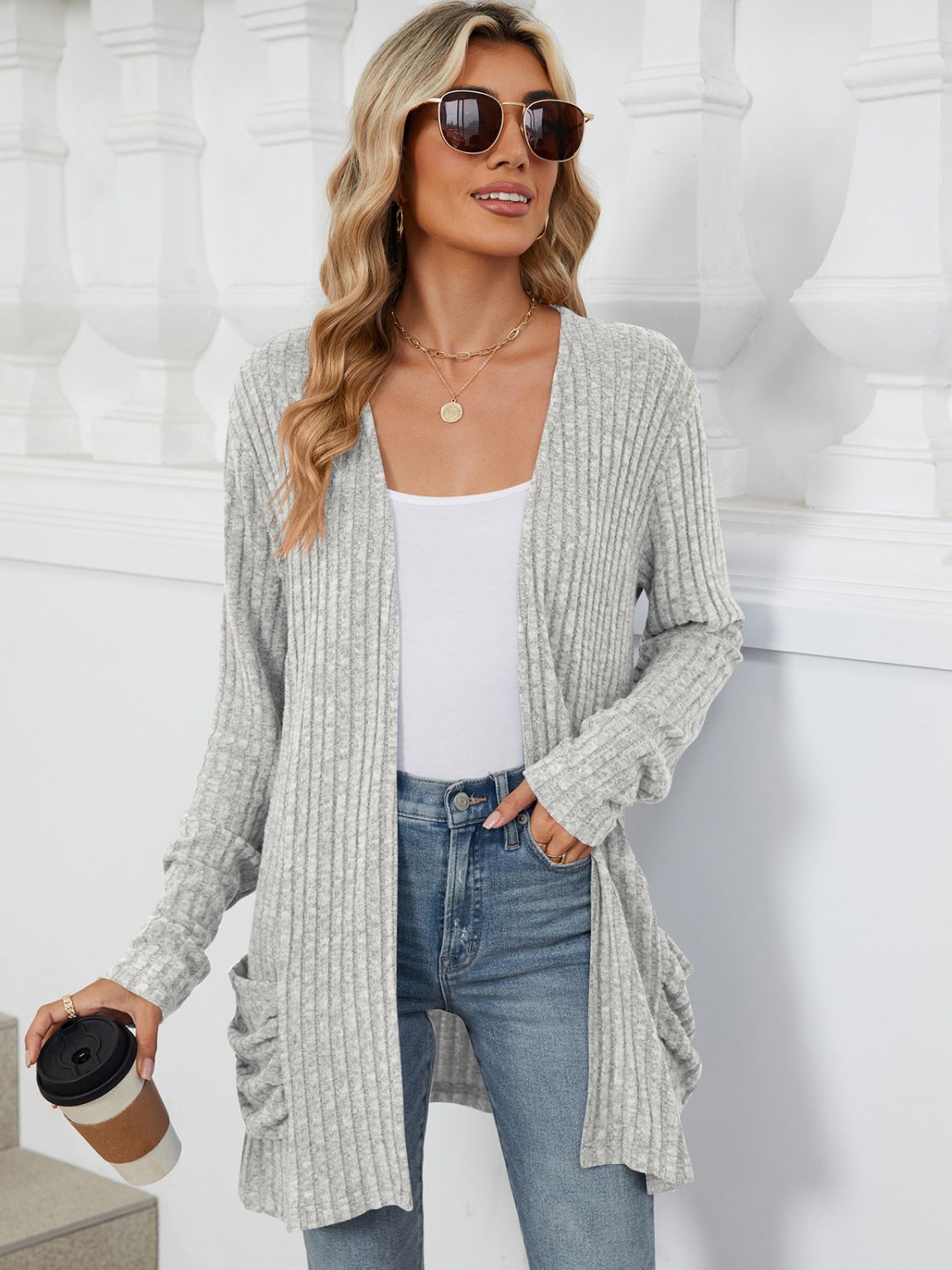 Open Front Long Sleeve Cardigan