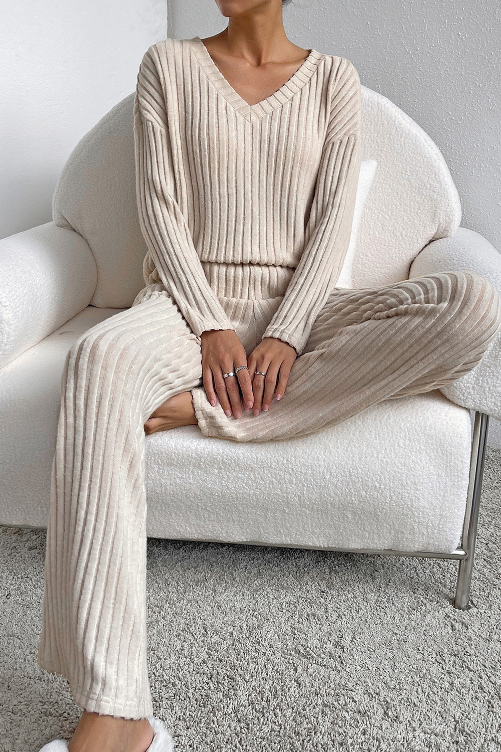 Ribbed Knit Slouchy Two-Piece Set