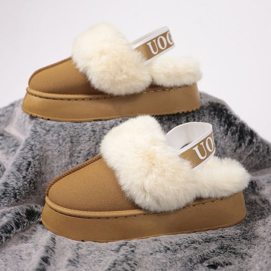 Plush Platform Slippers w/ Strap