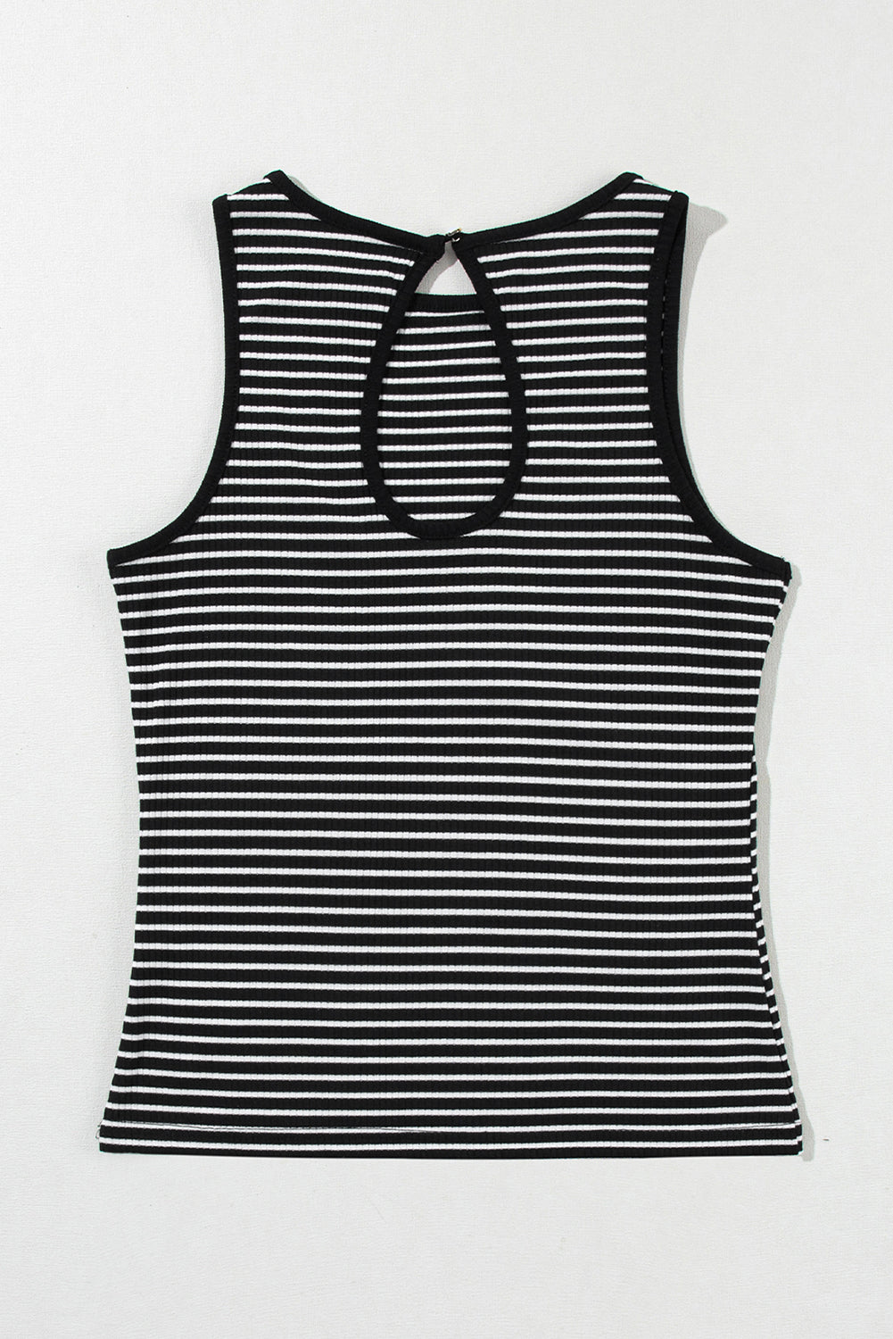 Black Striped Ribbed Sleeveless Top