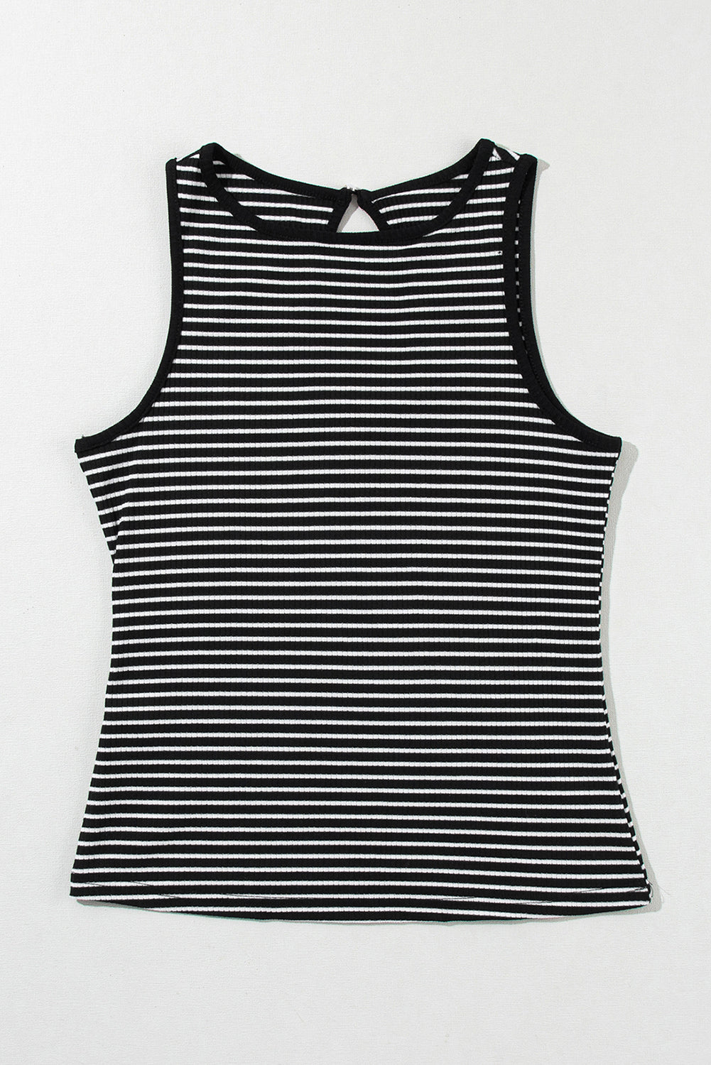 Black Striped Ribbed Sleeveless Top