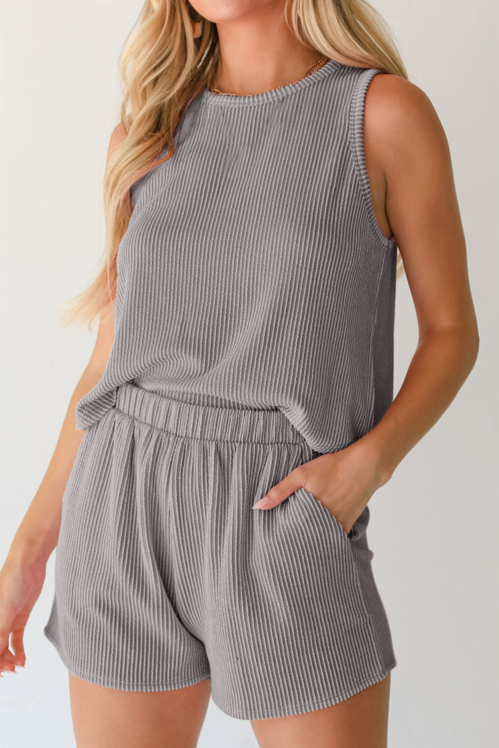 Corded Sleeveless Top & Shorts Set