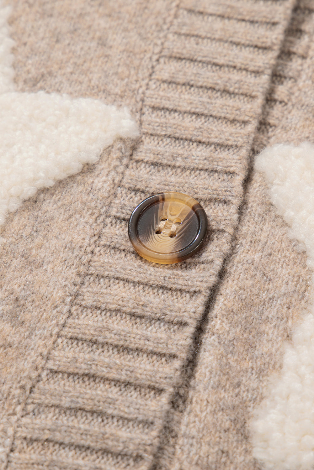 Khaki Sherpa Star Textured Sweater Cardigan