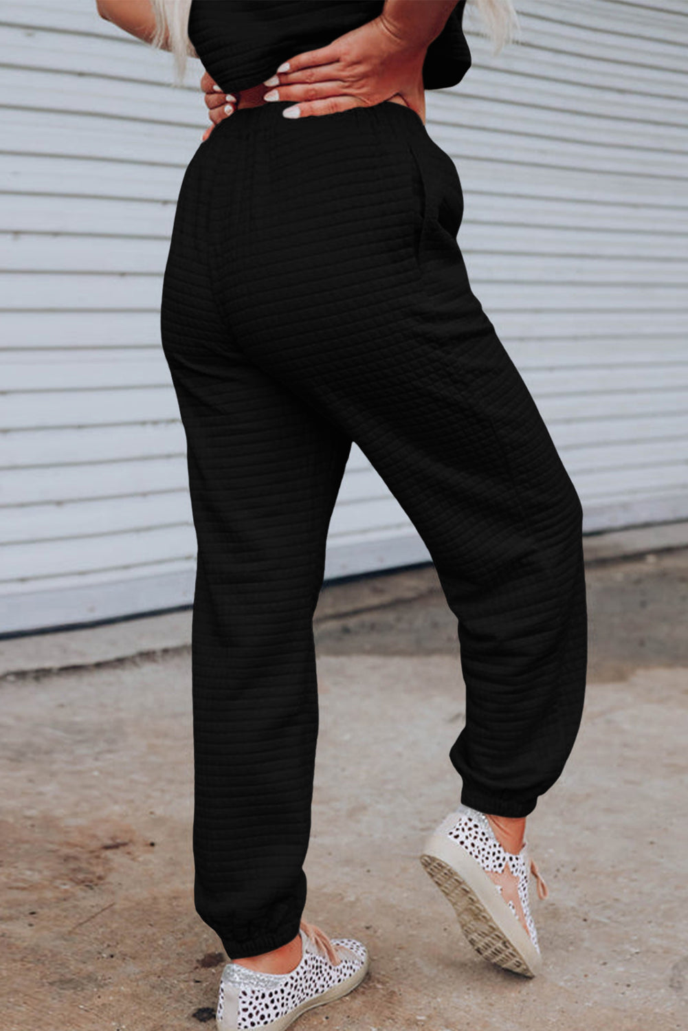 Lattice Cropped Tee & Jogger Pants Set