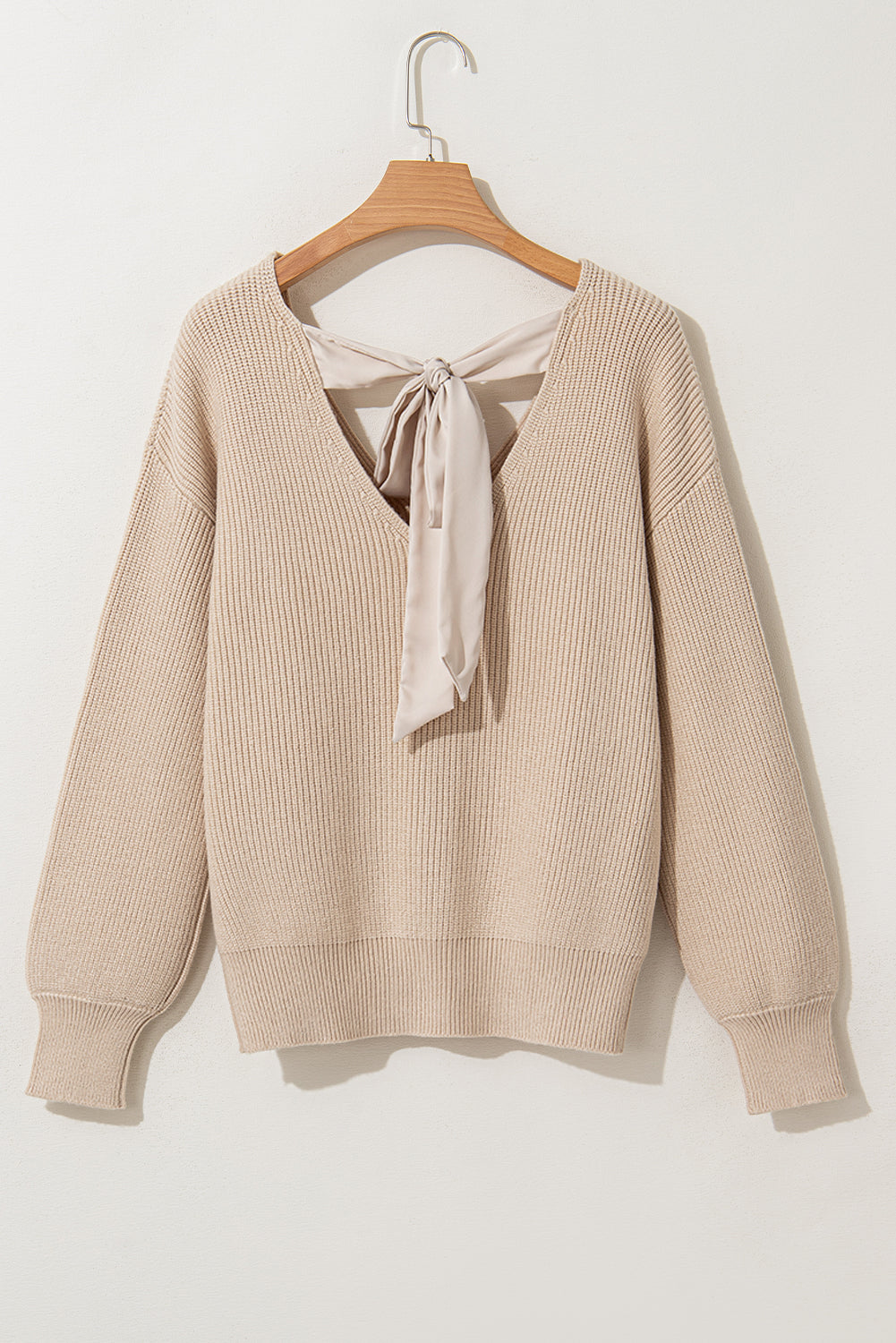 V-Neck Knotted Back Sweater