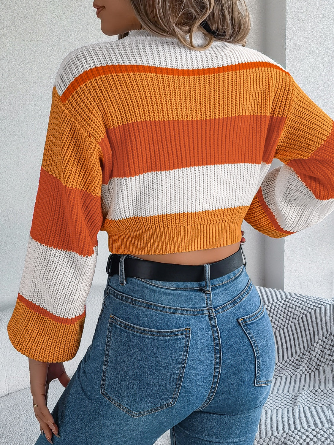 Colorblock Cropped Sweater