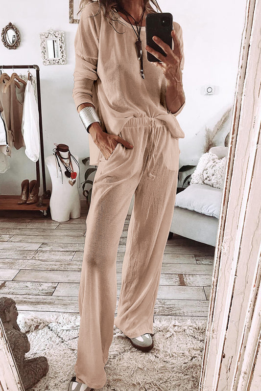 Textured Long Sleeve & Pants Set