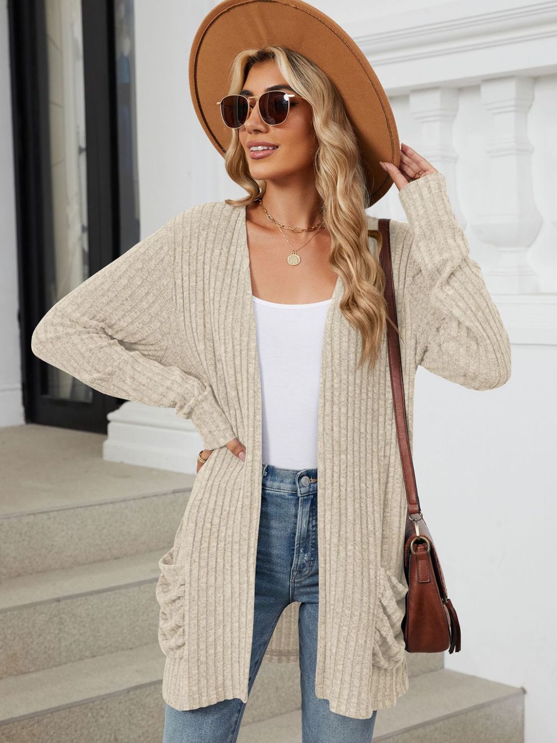 Open Front Long Sleeve Cardigan