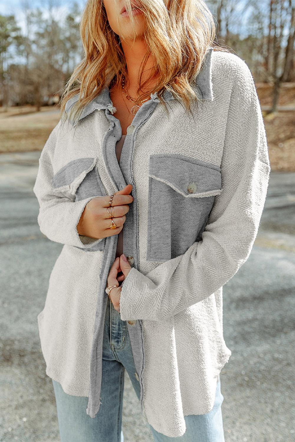 Gray Contrast Relaxed Shacket