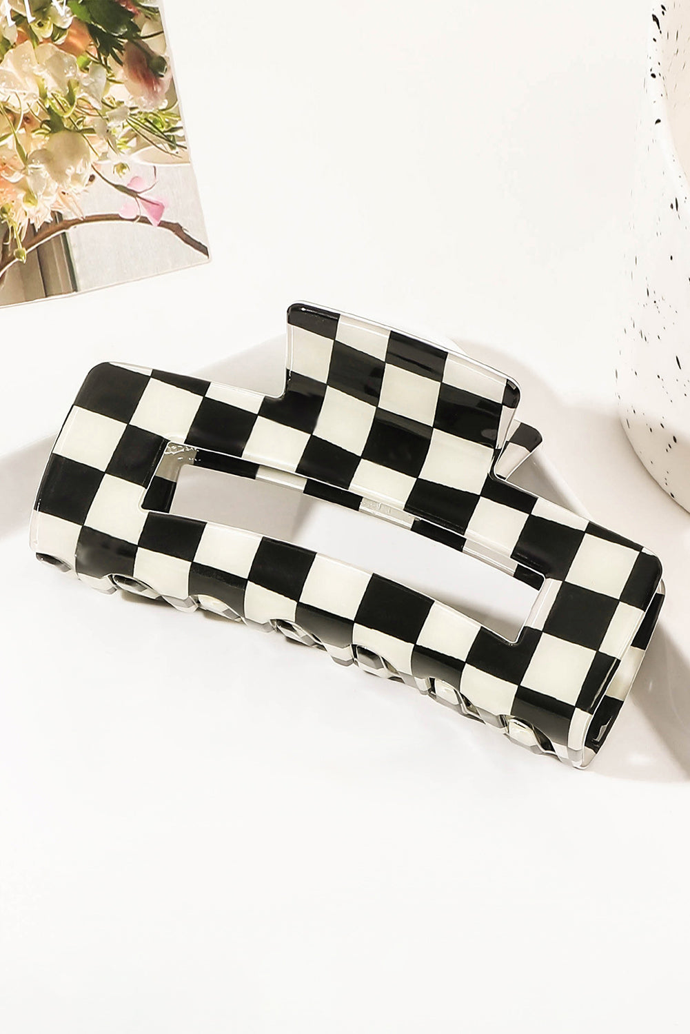 Checkered Hollow Out Hair Clip