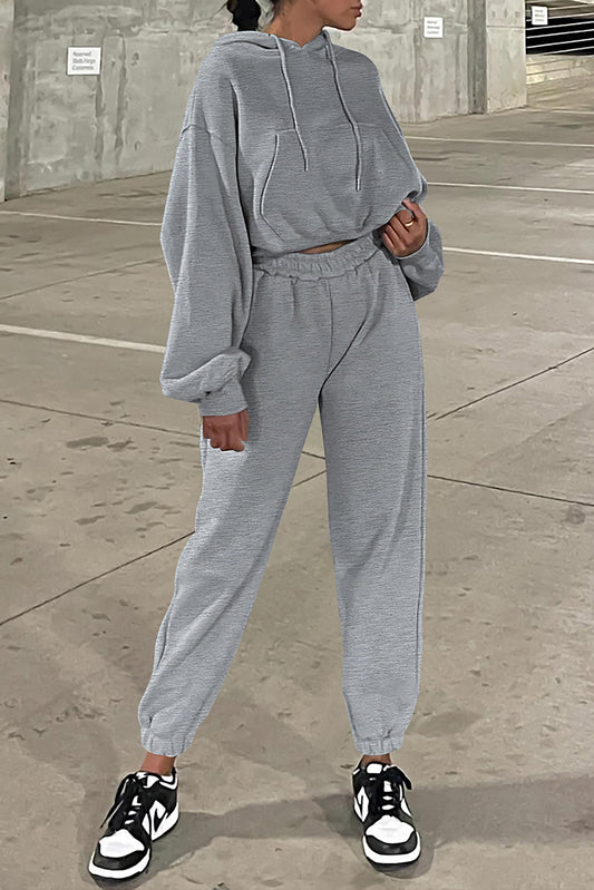 Gray Hoodie & Joggers Two-Piece Set