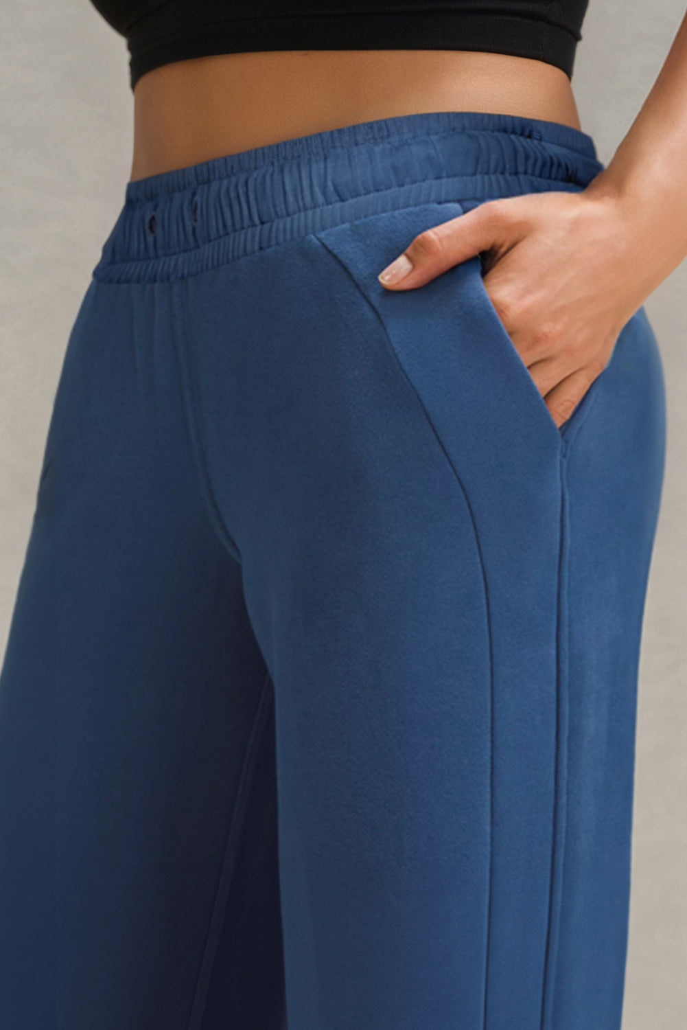 Drawstring High-Waist Wide Sweatpants