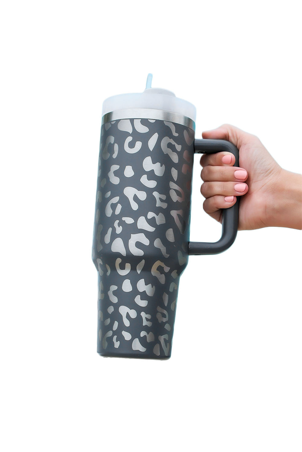 Gray Leopard Print Tumbler 40oz