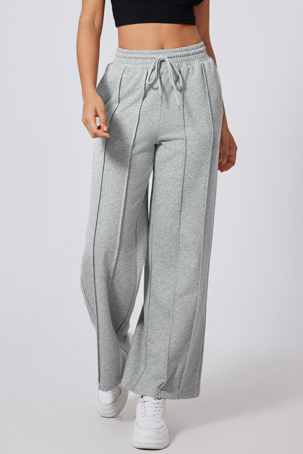 Seamed High Waist Wide Sweatpants