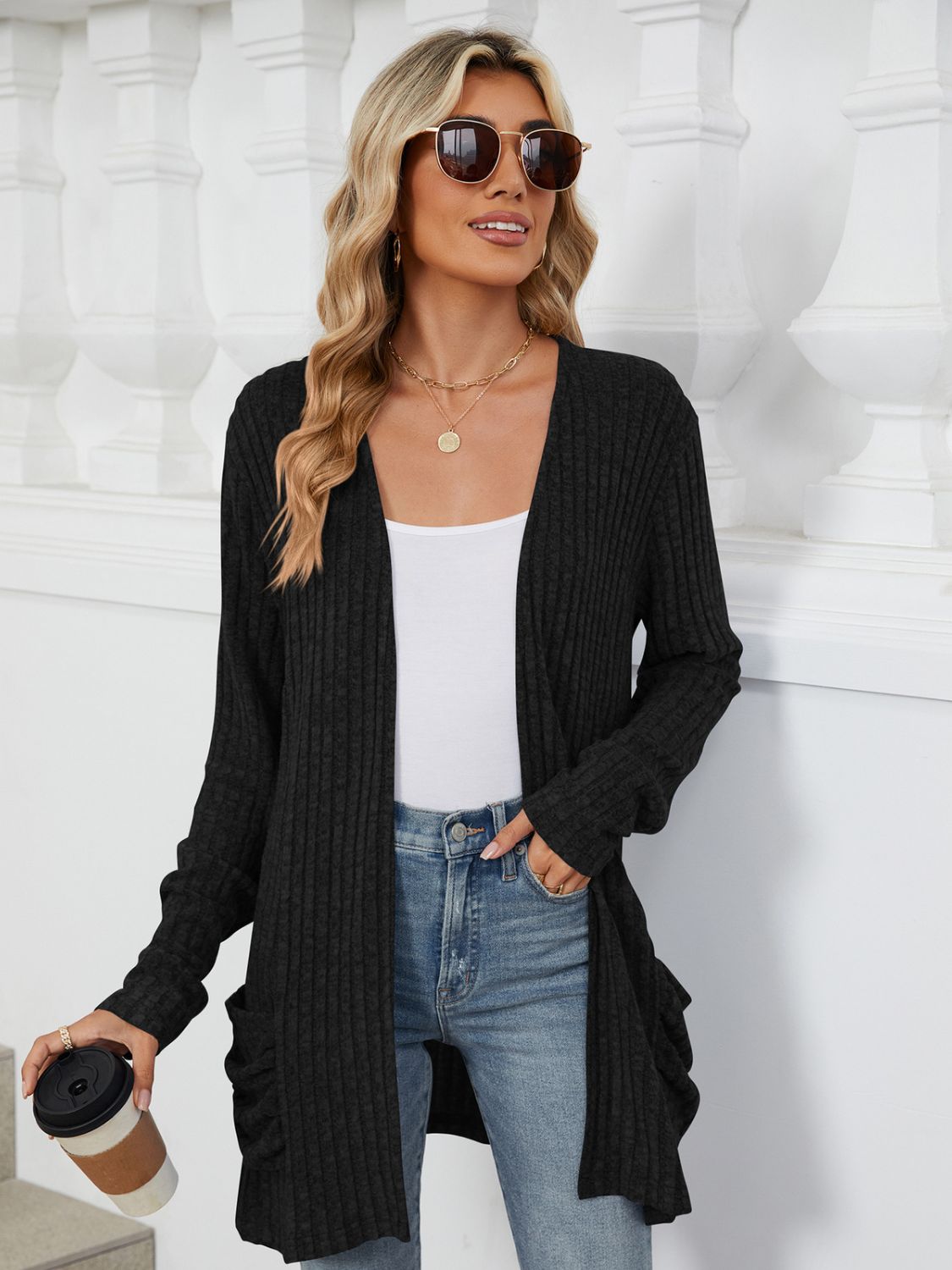 Open Front Long Sleeve Cardigan