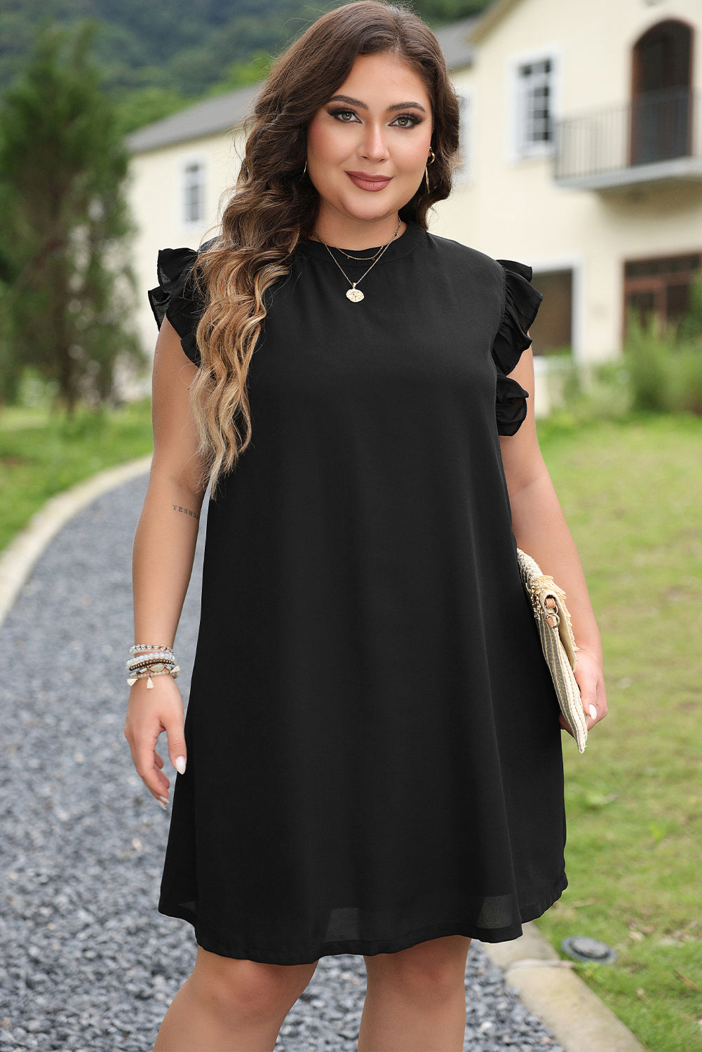 Plus Size Ruffled Shift Dress