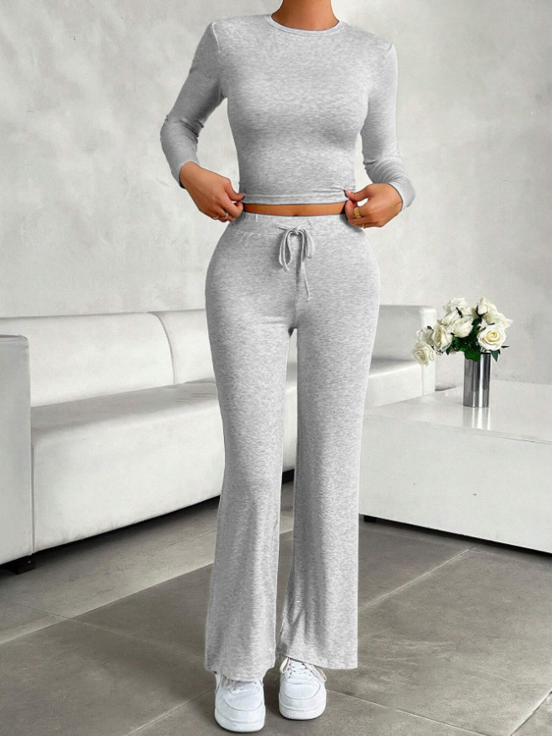 Long Sleeve Top & Drawstring Pants Set