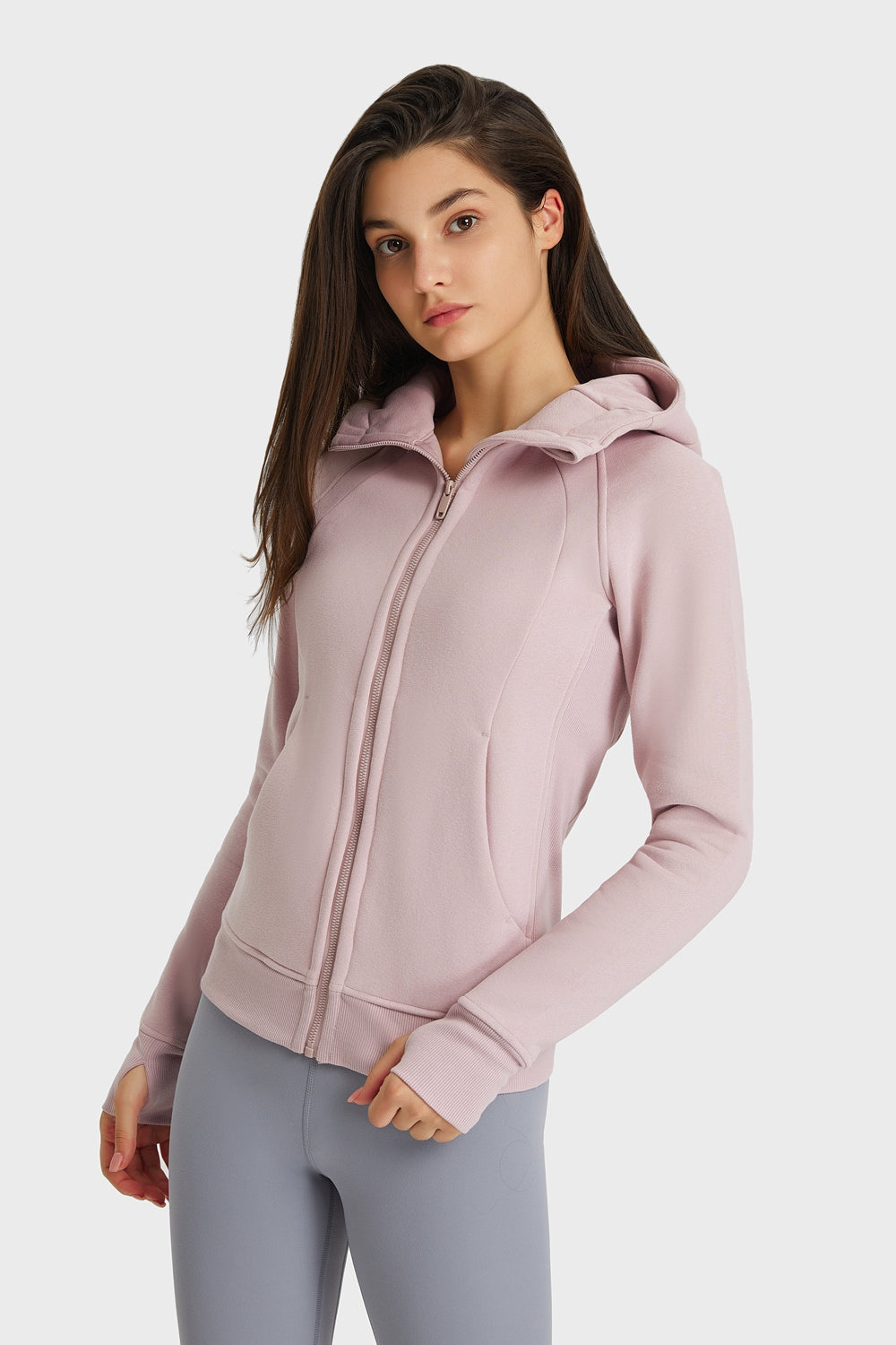 Zip-Up Seam Hooded Active Jacket