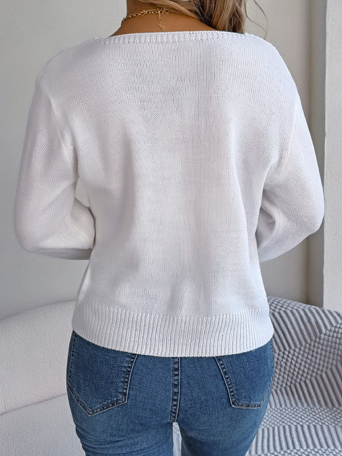 Cable-Knit Square Neck Sweater