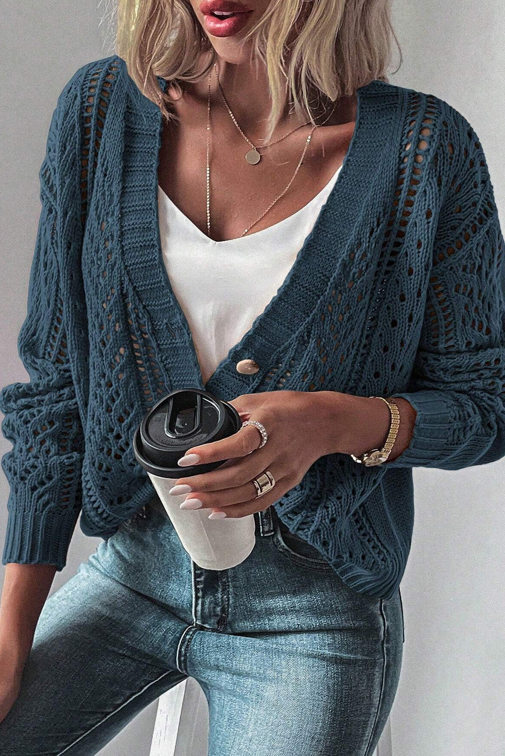 Open Knit Sweater Cardigan