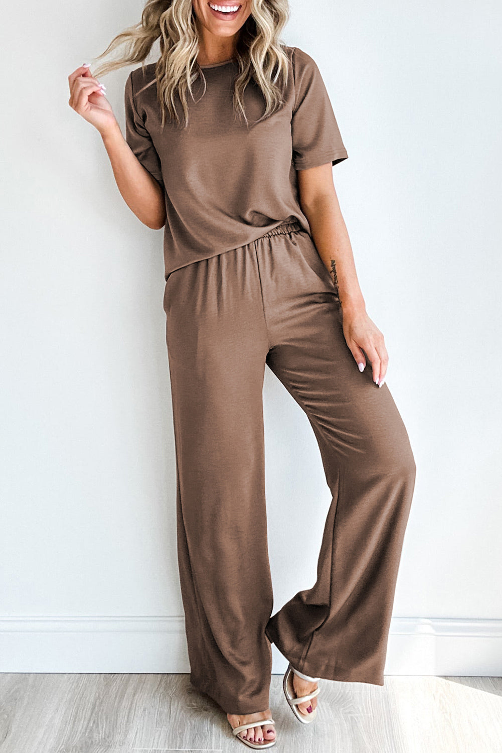 T Shirt & Wide Leg Pants Set