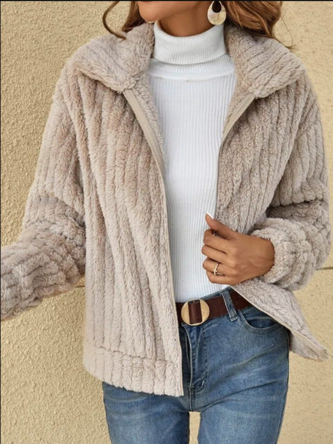 Plush Zip-Up Coat