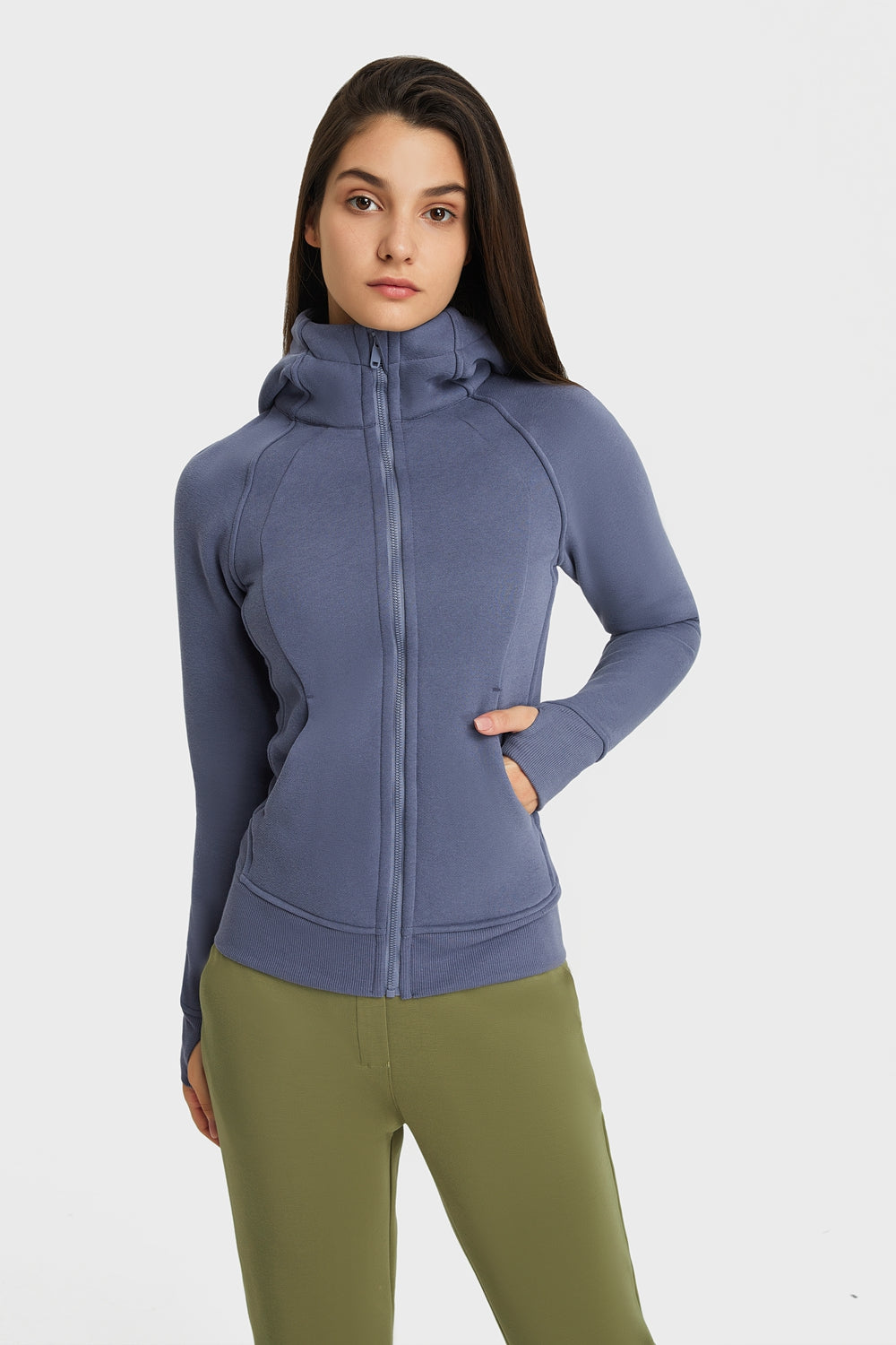 Zip-Up Seam Hooded Active Jacket