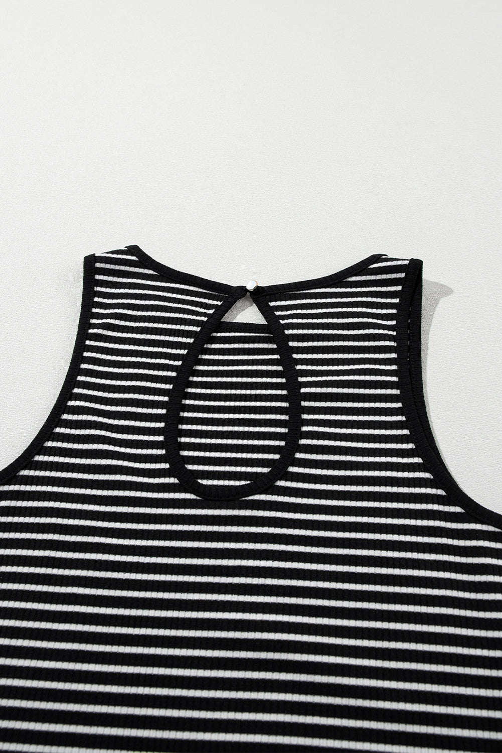 Black Striped Ribbed Sleeveless Top