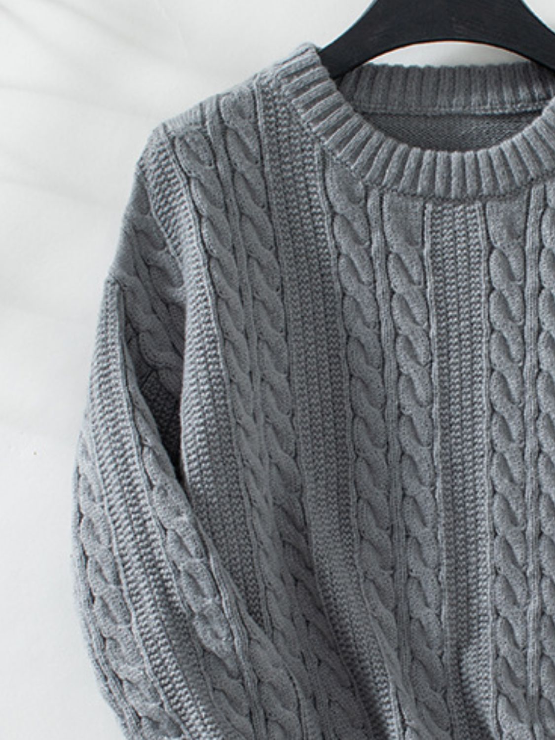 Plain Cable-Knit Sweater